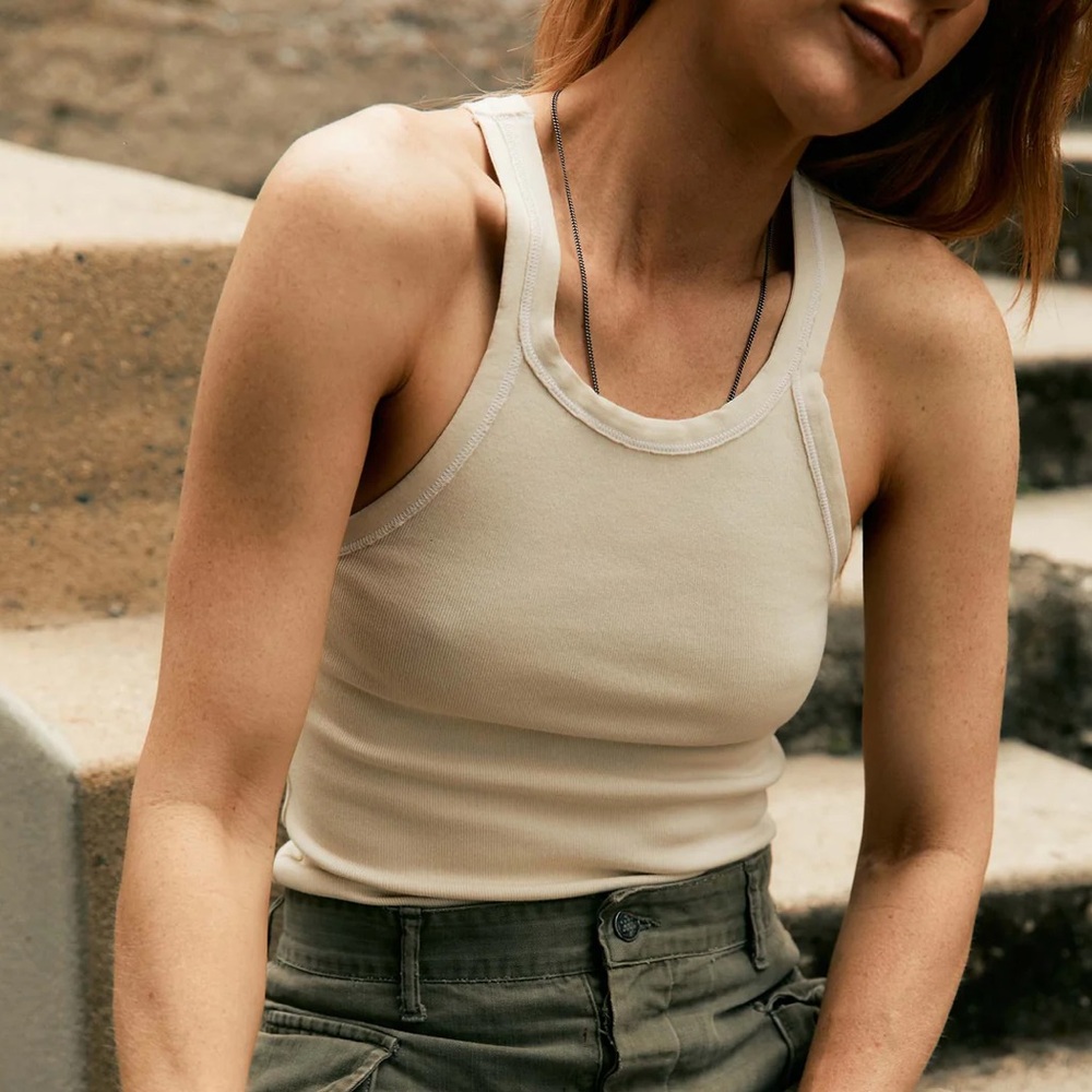 IMOGENE + WILLIE vintage racerback tank top in white size small NWOT